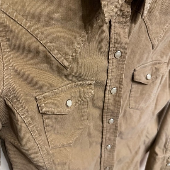 Vintage Y2K GAP Womens Corduroy Tan Pearl Snap Front Shirt Western Cowgirl Rodeo - Picture 6 of 10